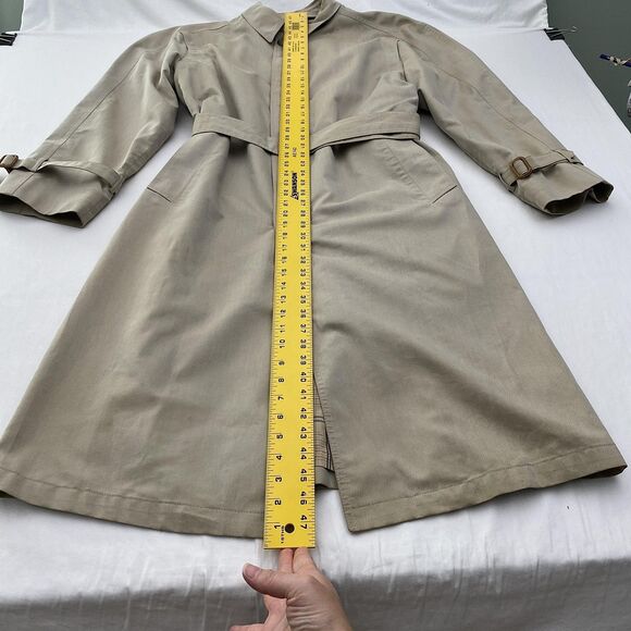 VTG Christian Dior Monsieur Trench Coat Mens 42L Beige Belted Lined Raincoat 80s - Picture 15 of 16